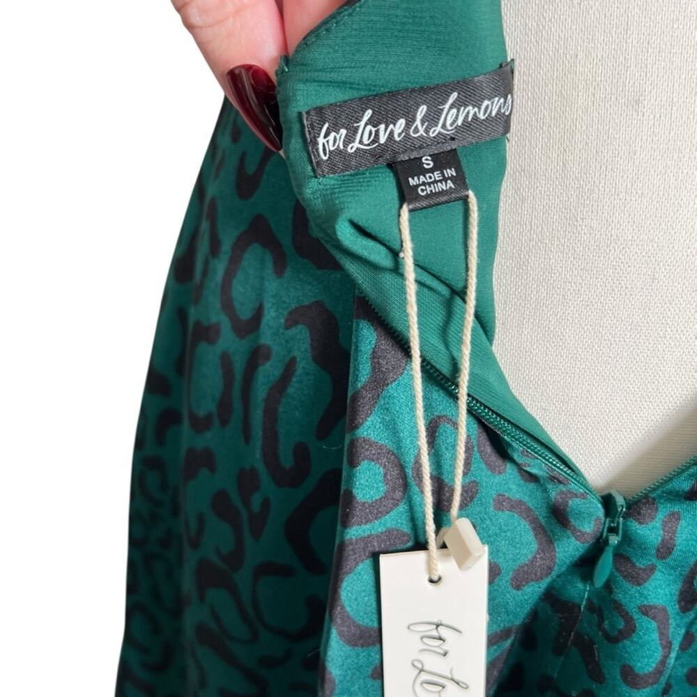 For Love and Lemons Wendy Mini Dress Women’s Animal Print Green Size Small - Picture 4 of 14